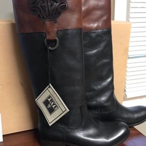 Frye Melissa Logo Leather Riding Boots 9M
